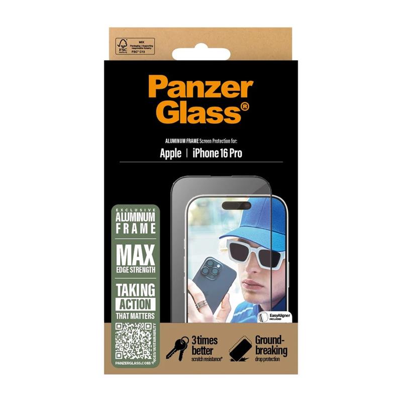 PanzerGlass ochranné sklo UWF pre iPhone 16 Pro - Aluminium Frame