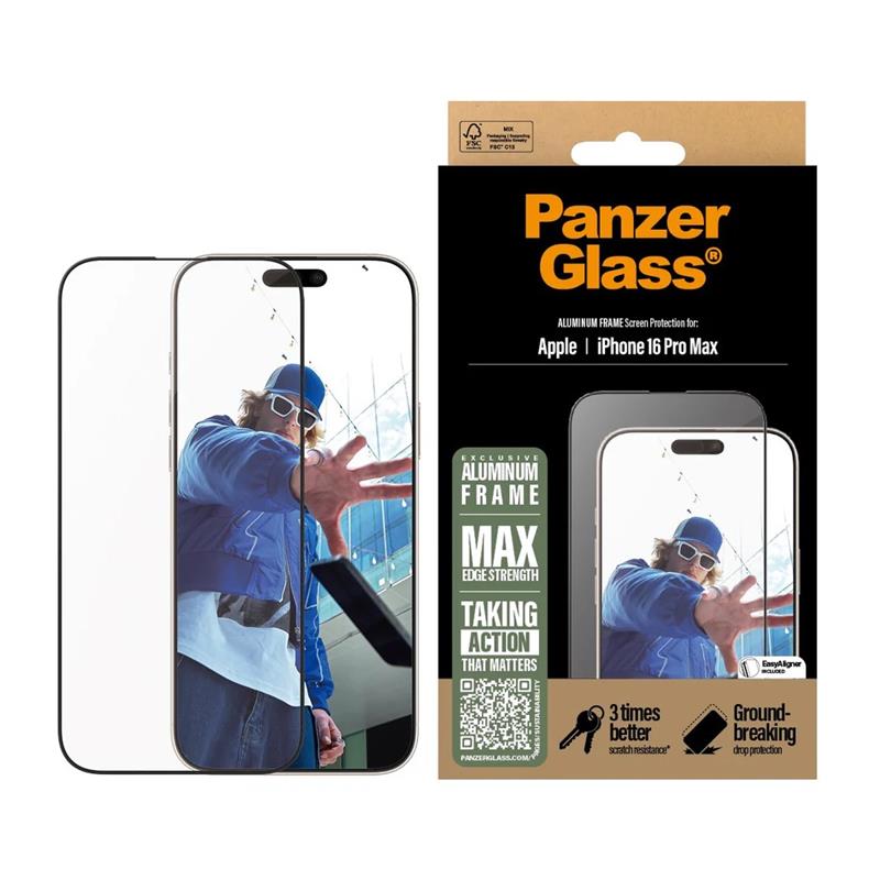 PanzerGlass ochranné sklo UWF pre iPhone 16 Pro Max - Aluminium Frame