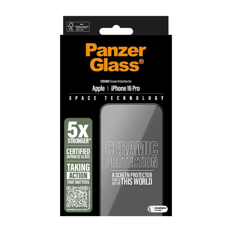 PanzerGlass ochranné sklo UWF Ceramic Protection pre iPhone 16 Pro - Black Frame