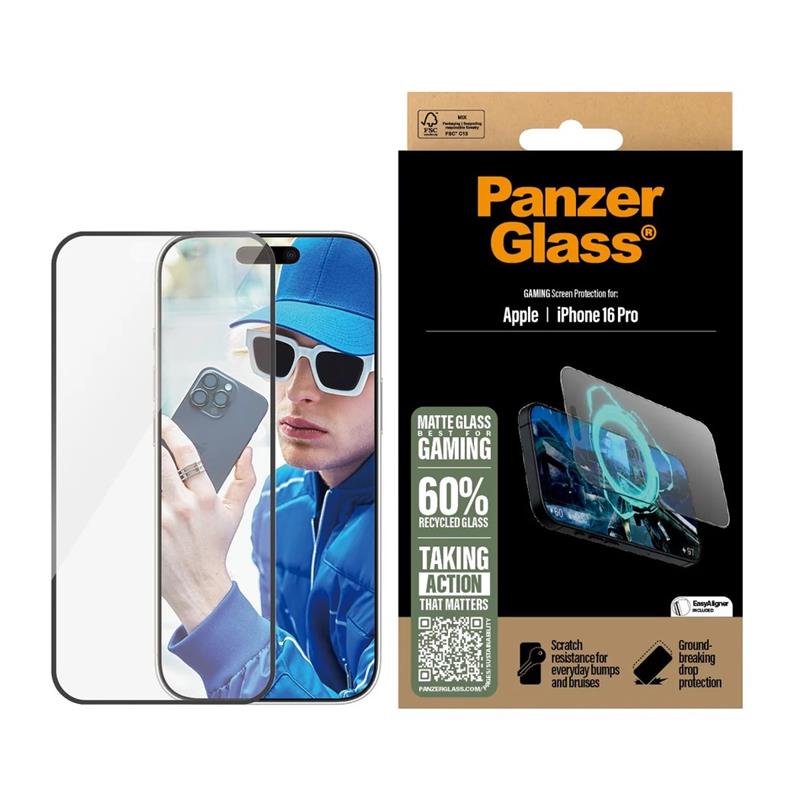 PanzerGlass ochranné sklo UWF Gaming pre iPhone 16 Pro - Black Frame