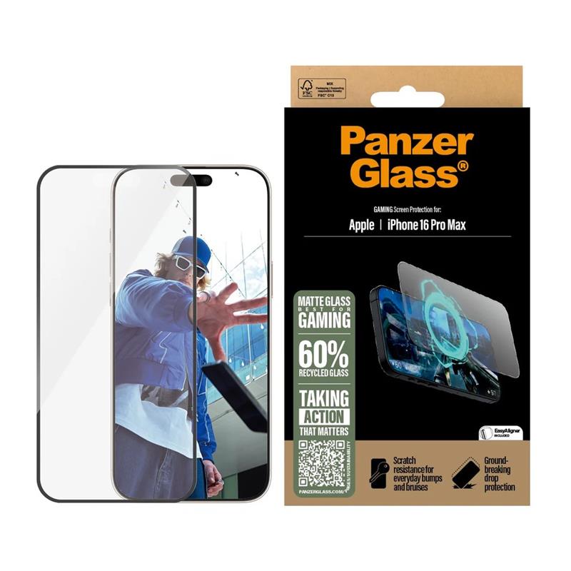 PanzerGlass ochranné sklo UWF Gaming pre iPhone 16 Pro Max - Black Frame