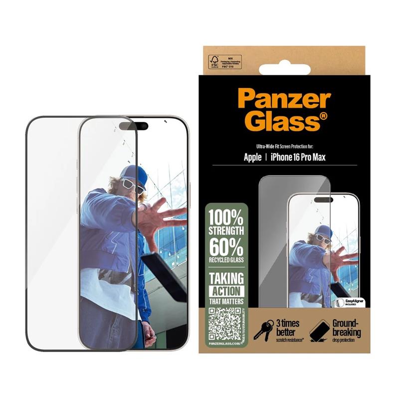 PanzerGlass ochranné sklo UWF pre iPhone 16 Pro Max - Black Frame