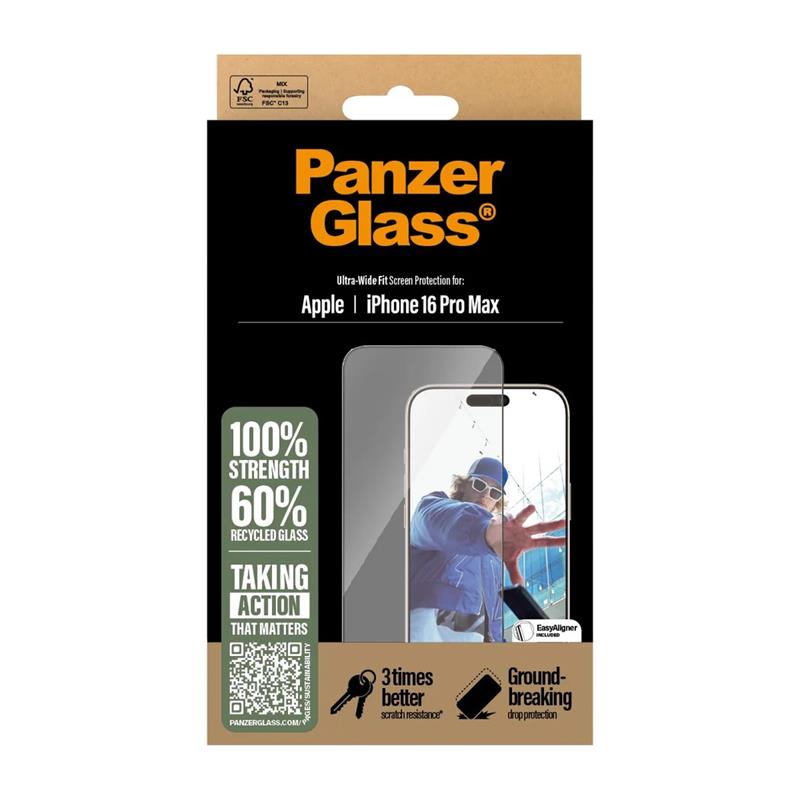 PanzerGlass ochranné sklo UWF pre iPhone 16 Pro Max - Black Frame