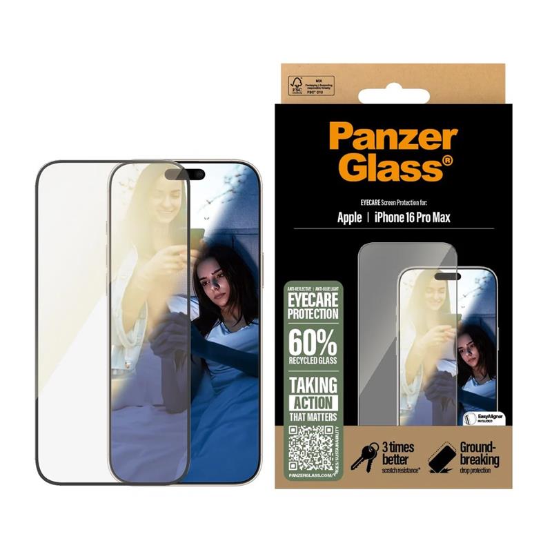 PanzerGlass ochranné sklo UWF EyeCare pre iPhone 16 Pro Max - Black Frame