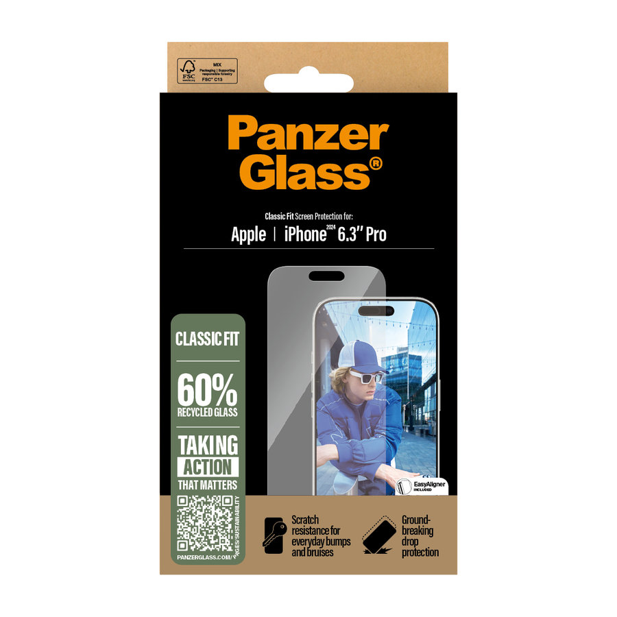 PanzerGlass ochranné sklo UWF Classic Fit pre iPhone 16 Pro - Clear
