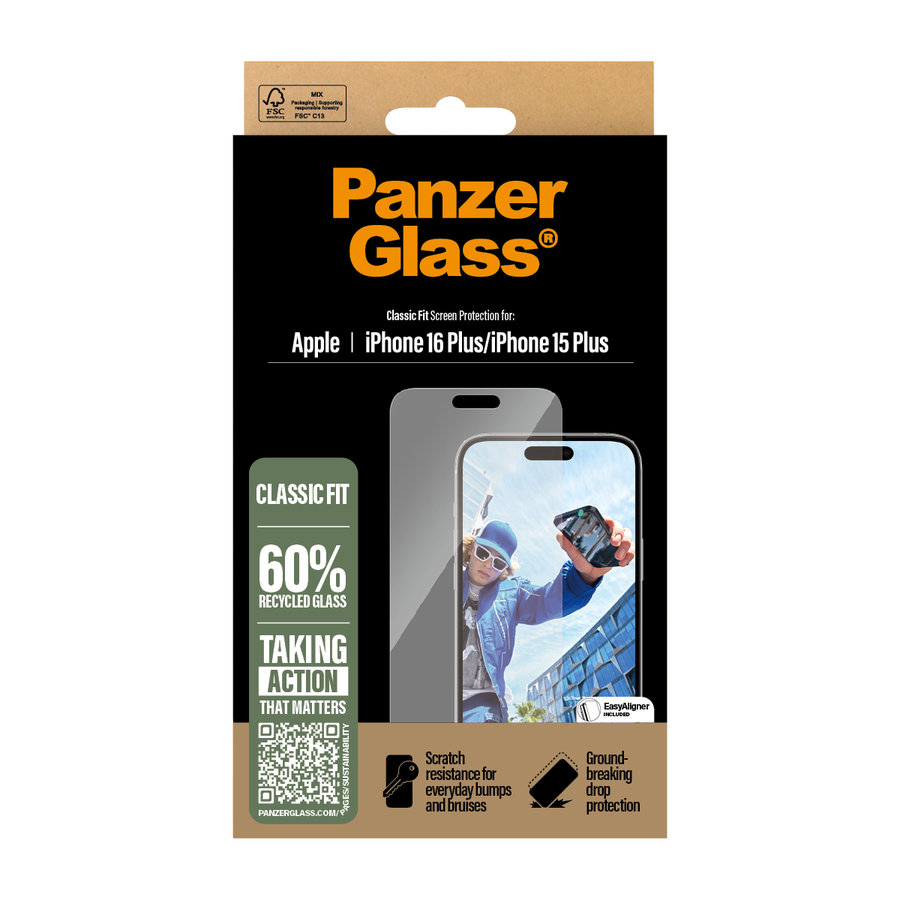 PanzerGlass ochranné sklo UWF Classic Fit pre iPhone 16 Plus/15 Plus - Clear