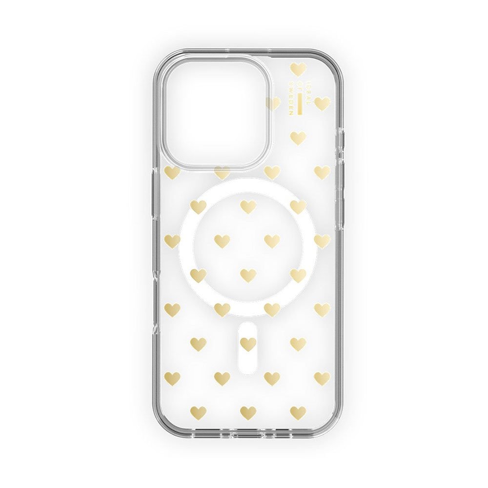 iDeal Fashion Clear Case MagSafe iPhone 16 Pro Golden Hearts