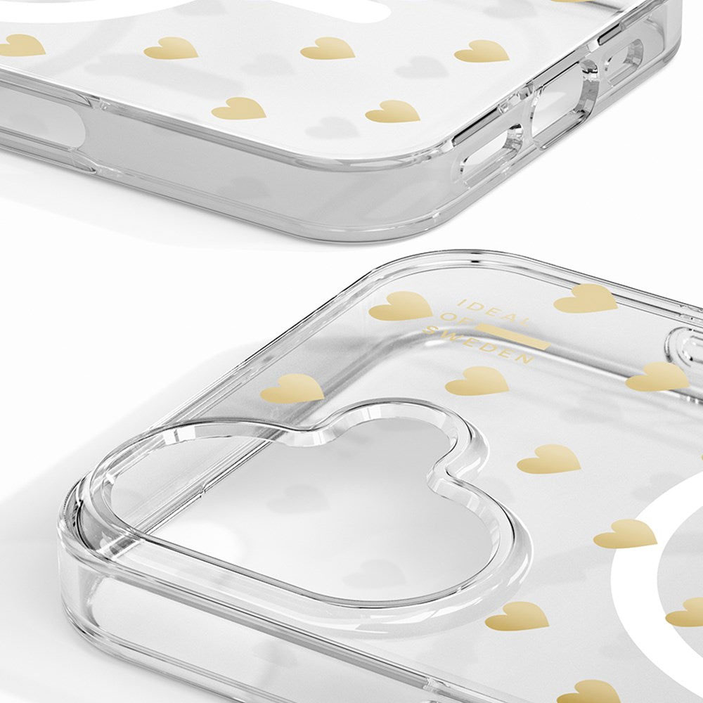 iDeal Fashion Clear Case MagSafe iPhone 16 Golden Hearts
