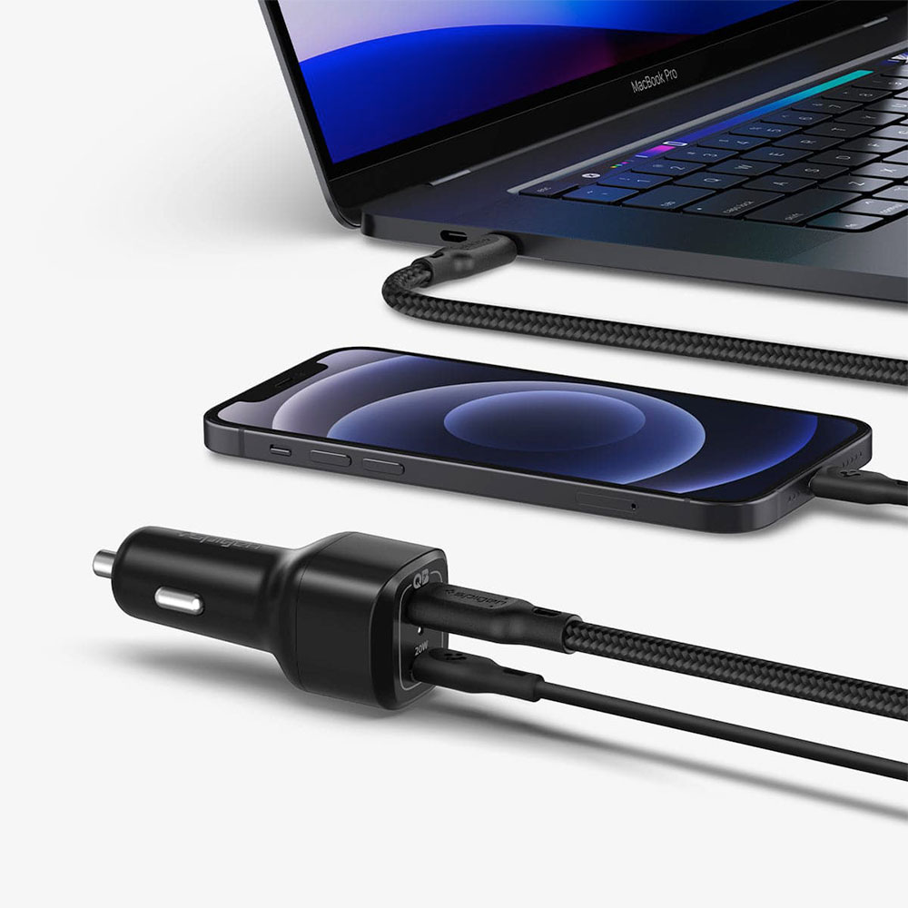 Spigen USB-C Car Charger ArcStation Dual Port 65W - Black