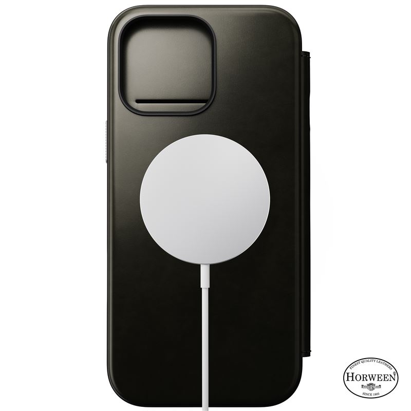 Nomad puzdro Modern Leather Folio Magsafe Horween pre iPhone 16 Pro Max - Green Chrome