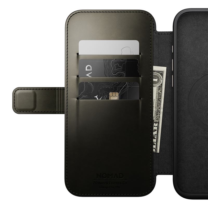 Nomad puzdro Modern Leather Folio Magsafe Horween pre iPhone 16 Pro Max - Green Chrome