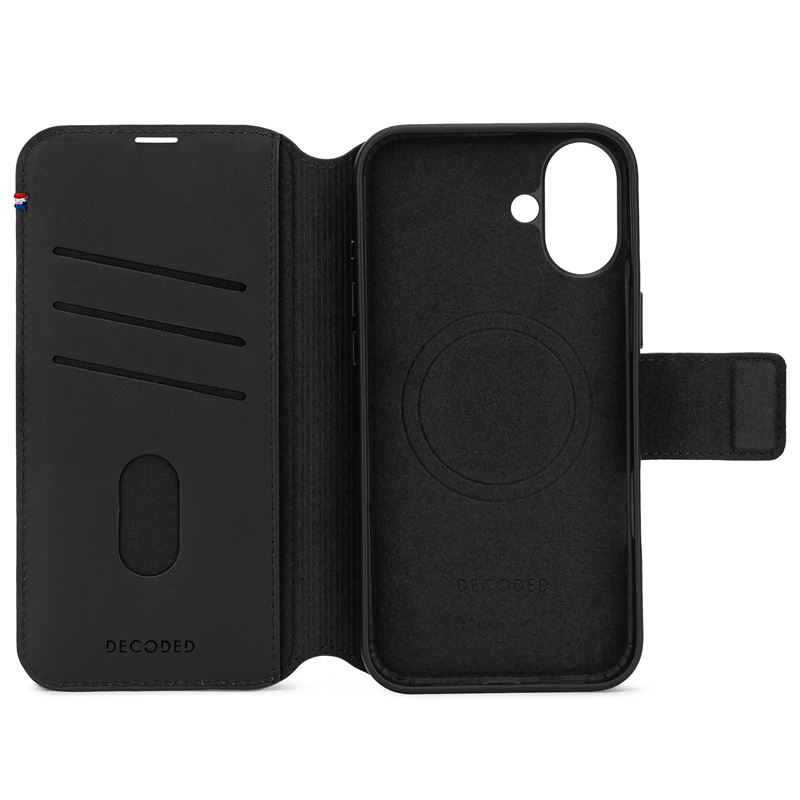 Decoded pouzdro Leather Detachable Wallet MagSafe pro iPhone 16 Plus - Black