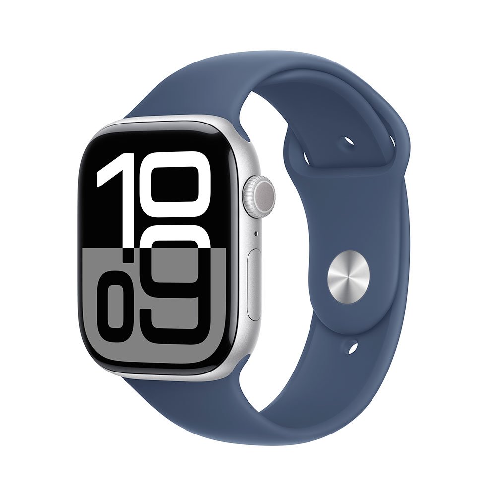 Apple Watch Series 10 GPS 42mm Silver Aluminium Case with Denim Sport Band - S/M