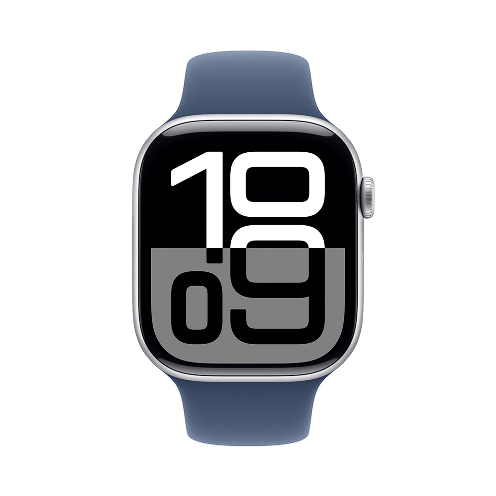 Apple Watch Series 10 GPS 42mm Silver Aluminium Case with Denim Sport Band - S/M