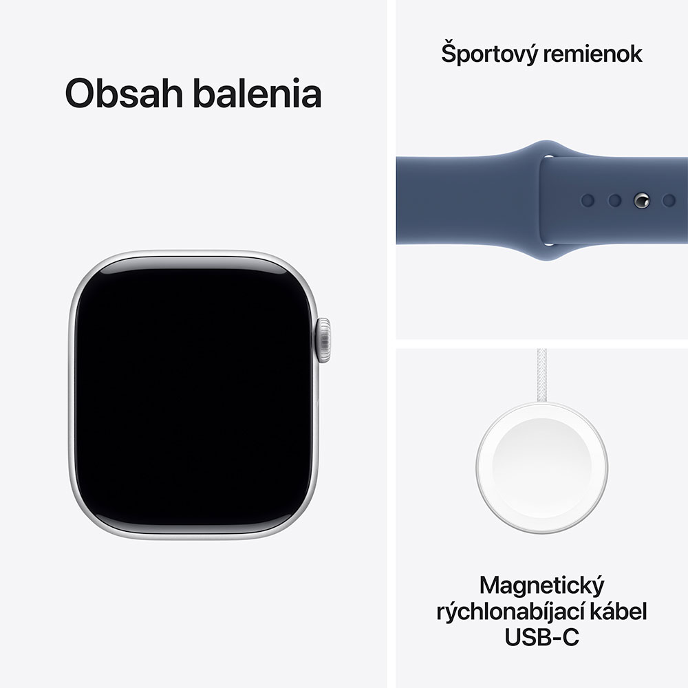Apple Watch Series 10 GPS 42mm Silver Aluminium Case with Denim Sport Band - S/M