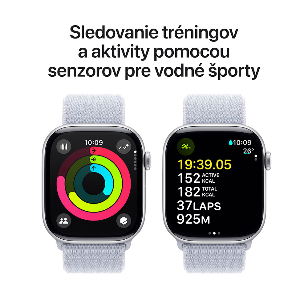 Apple Watch Series 10 GPS 42mm Strieborný hliník s oblačno modrým športovým remienkom