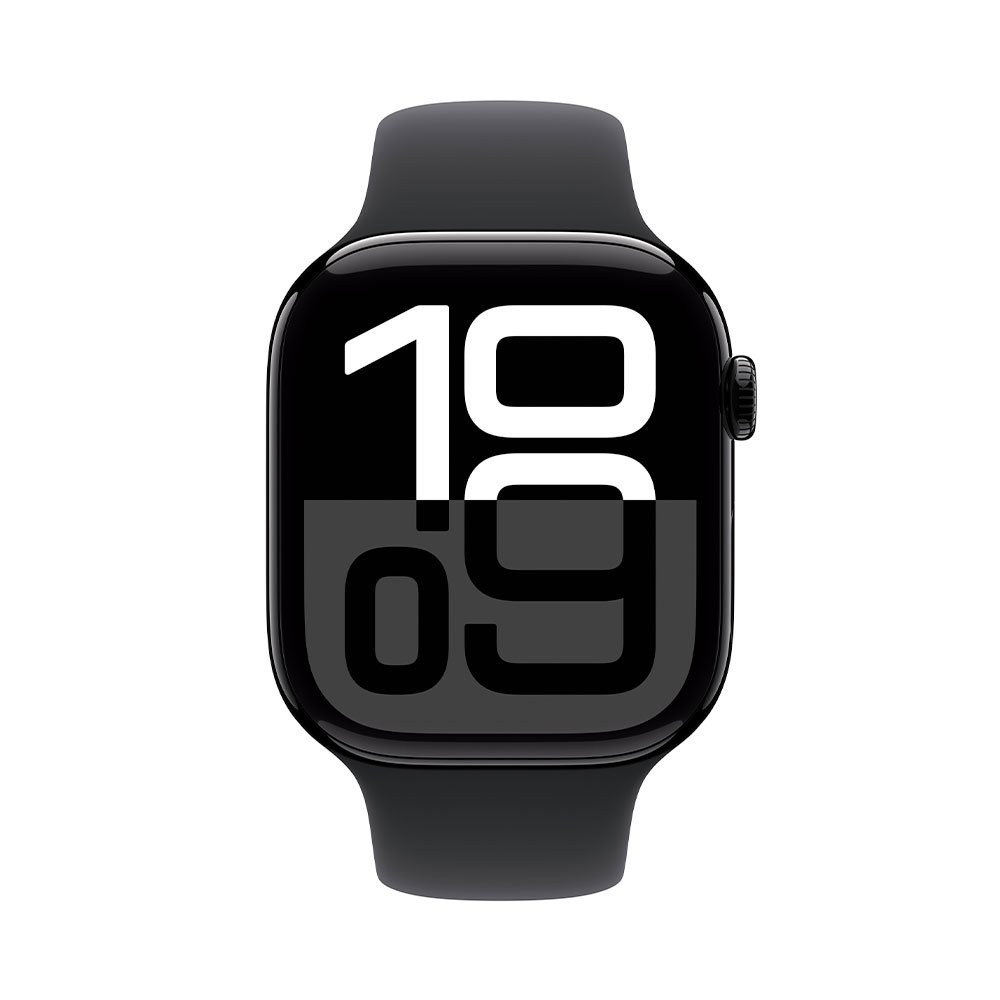 Apple Watch Series 10 GPS 42mm Jet Black Aluminium Case with Black Sport Band - M/L