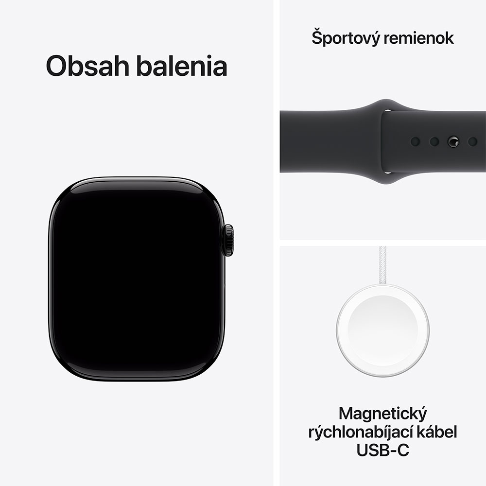 Apple Watch Series 10 GPS 42mm Jet Black Aluminium Case with Black Sport Band - M/L