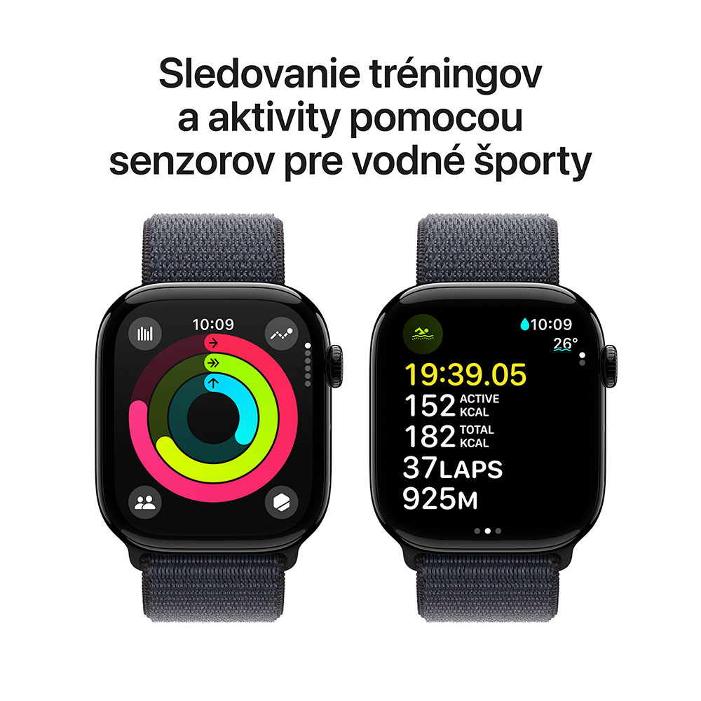 Apple Watch Series 10 GPS 42mm Klavírne čierny hliník s atramentovo športovým remienkom