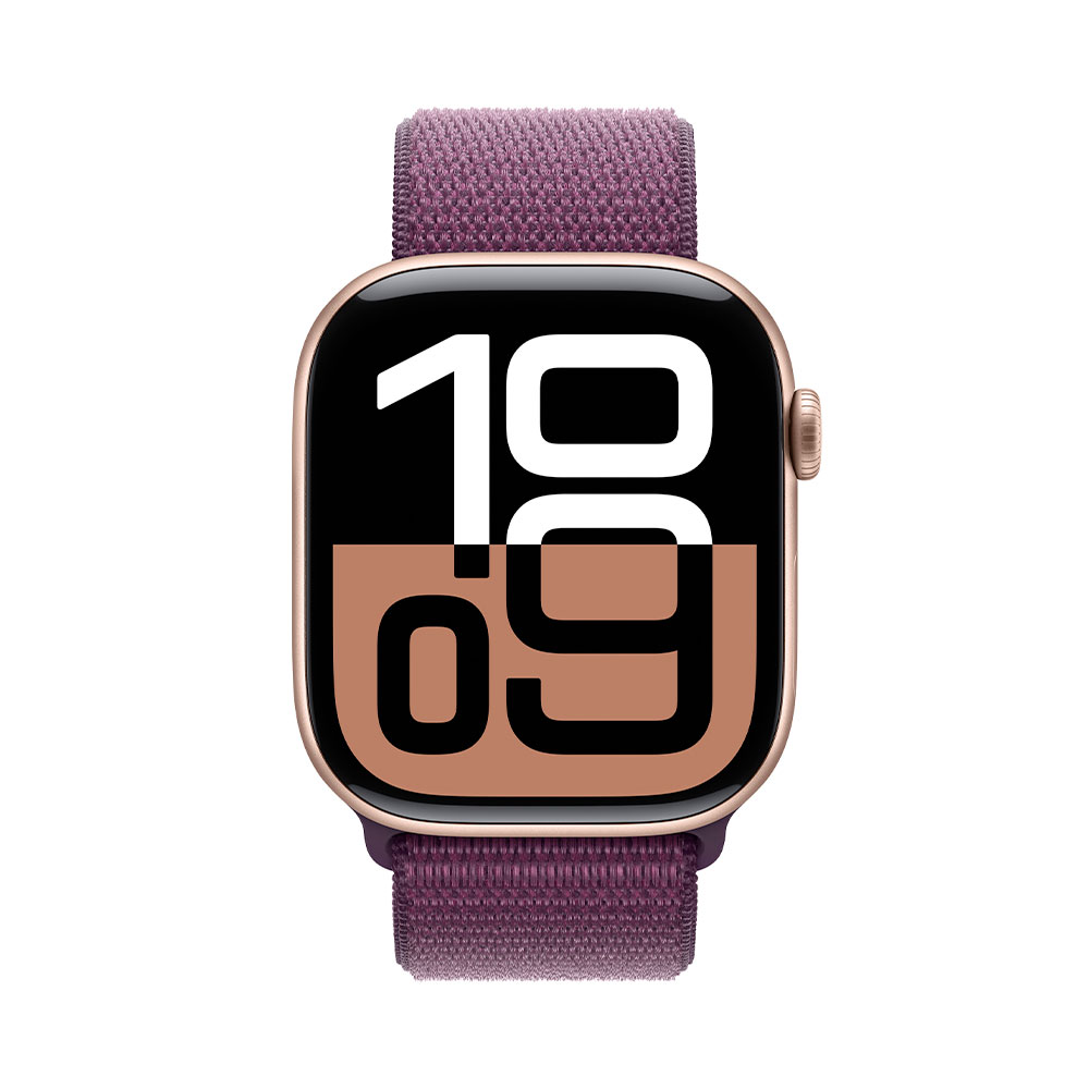 Apple Watch Series 10 GPS 42mm Rose Gold Aluminium Case with Plum Sport Loop