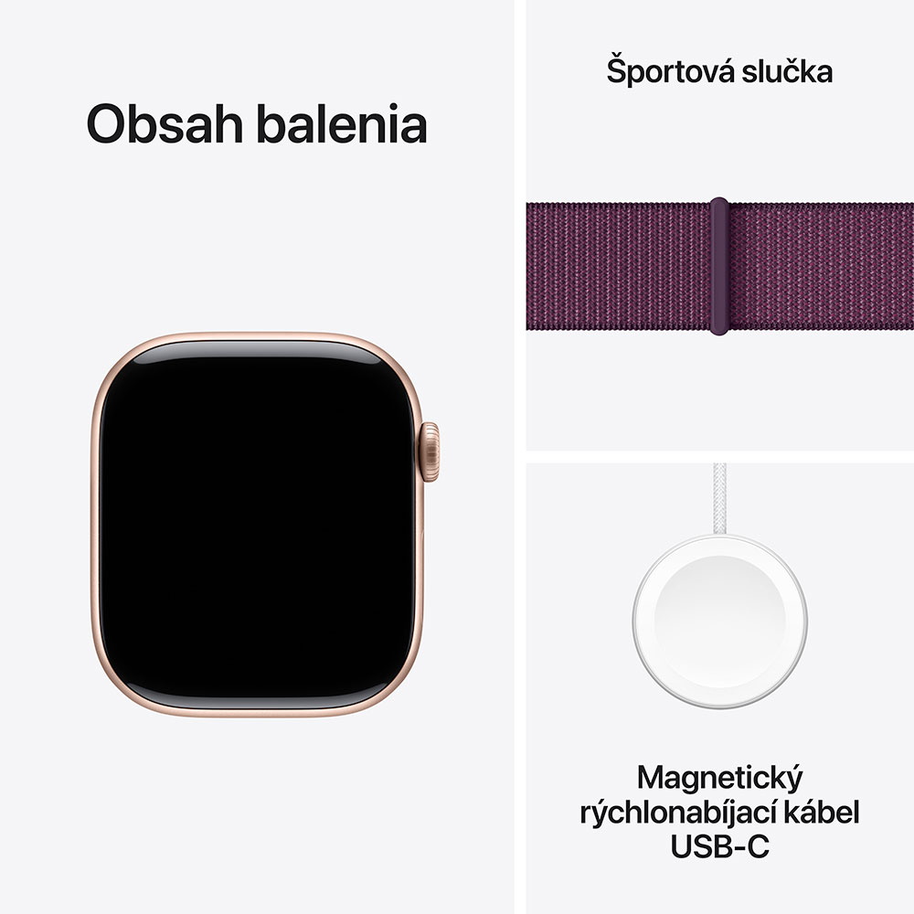 Apple Watch Series 10 GPS 42mm Rose Gold Aluminium Case with Plum Sport Loop