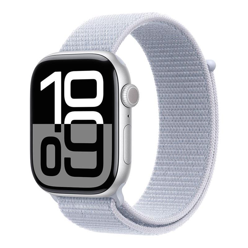 Apple Watch Series 10 GPS 46mm Strieborný hliník s oblačno modrým športovým remienkom