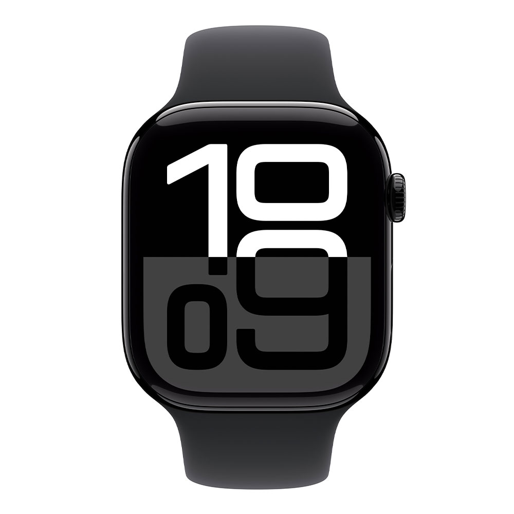 Apple Watch Series 10 GPS 46mm Jet Black Aluminium Case with Black Sport Band - S/M