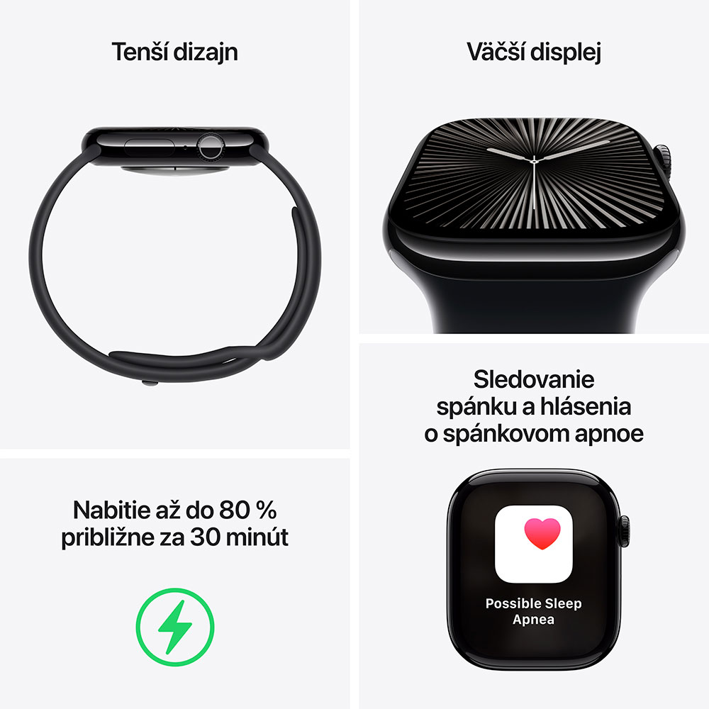 Apple Watch Series 10 GPS 46mm Jet Black Aluminium Case with Black Sport Band - M/L