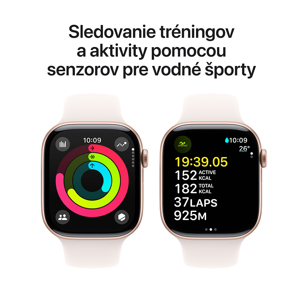 Apple Watch Series 10 GPS 46mm Ružový zlatý hliník so svetlo ružovým športovým remienkom - S/M