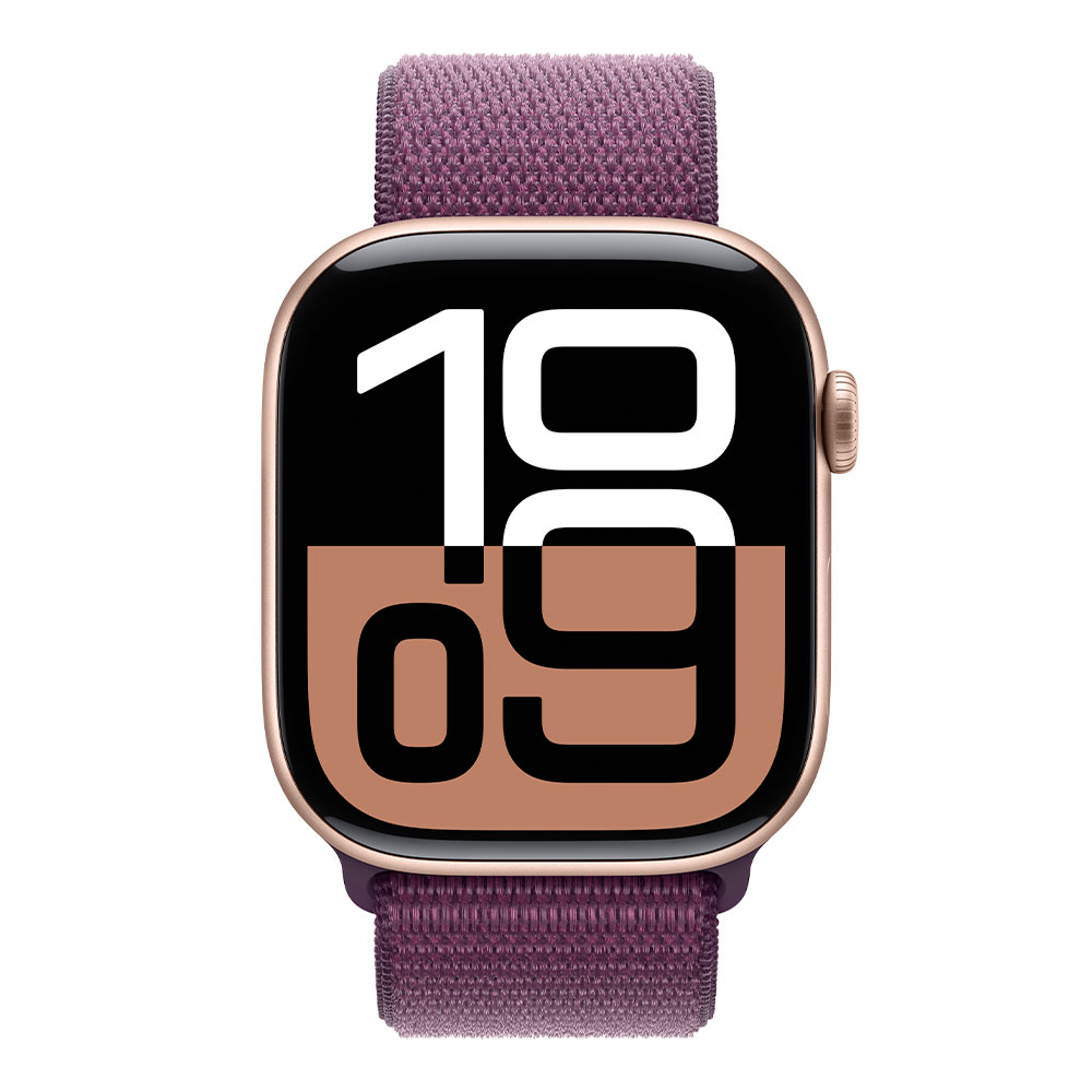 Apple Watch Series 10 GPS 46mm Rose Gold Aluminium Case with Plum Sport Loop