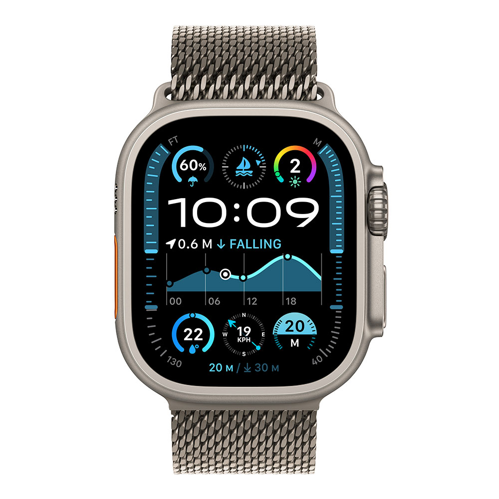 Apple Watch Ultra 2 GPS + Cellular 49mm Natural Titanium Case with Natural Titanium Milanese Loop - S
