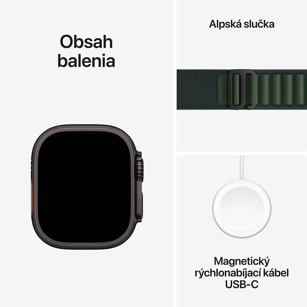 Apple Watch Ultra 2 GPS + Cellular 49mm Čierny titán s tmavo zeleným alpským ťahom - Medium