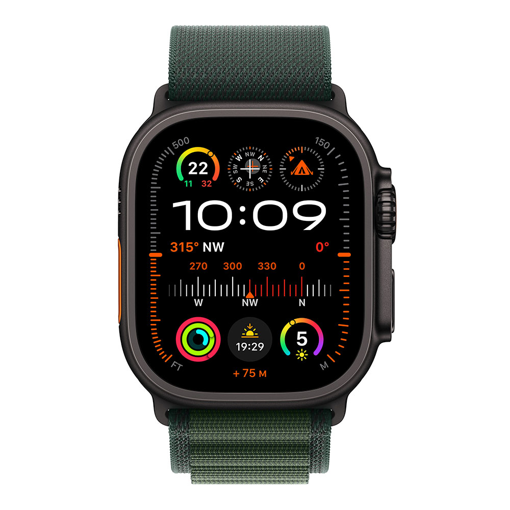 Apple Watch Ultra 2 GPS + Cellular 49mm Čierny titán s tmavo zeleným alpským ťahom - Large