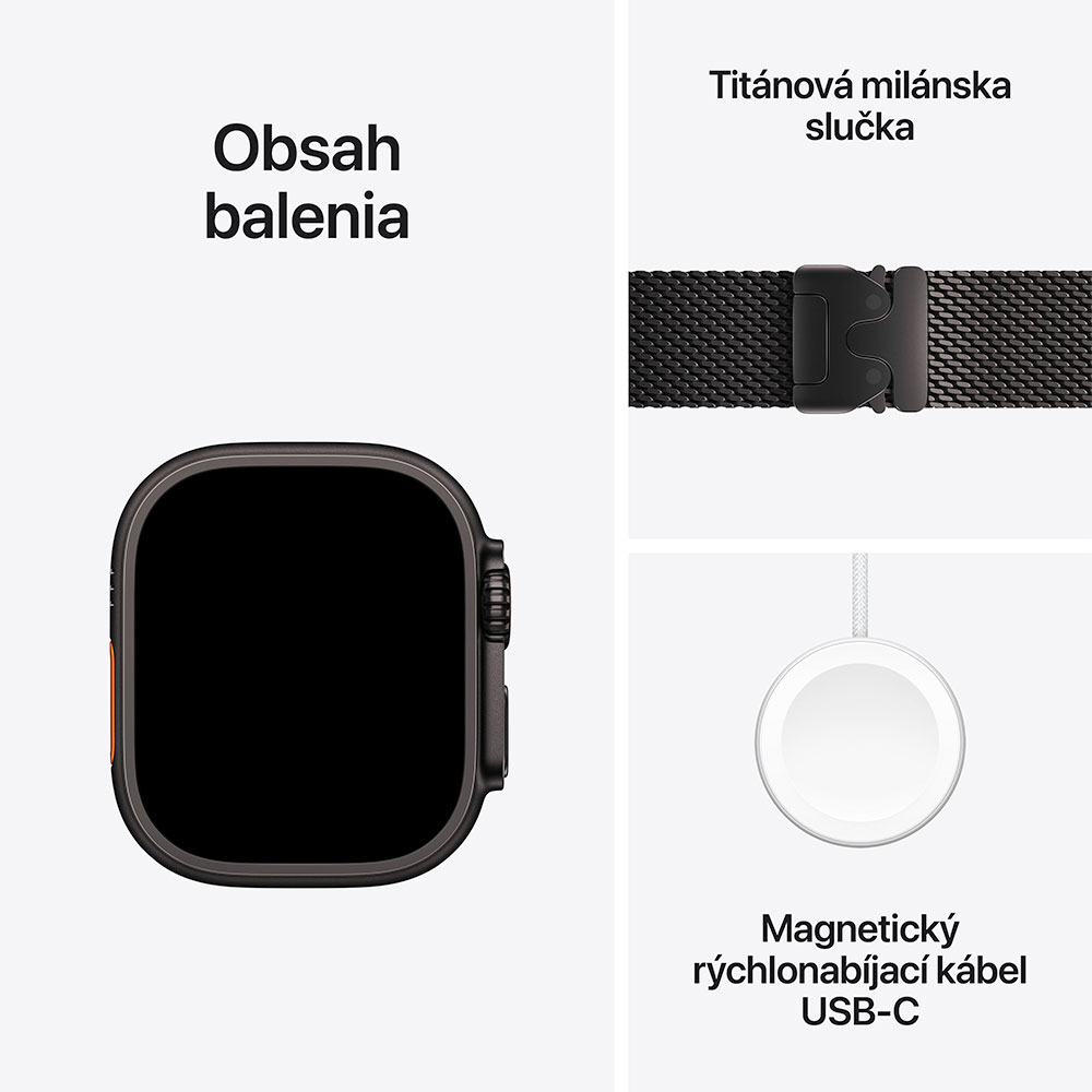 Apple Watch Ultra 2 GPS + Cellular 49mm Čierny titán s čiernym titánovým milánskym ťahom - S