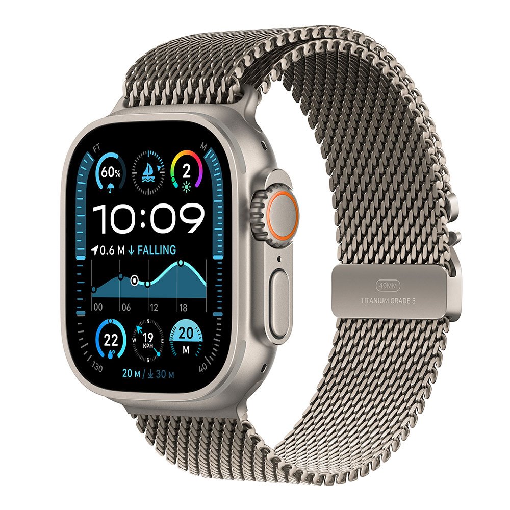 Apple Watch Ultra 2 GPS + Cellular 49mm Prírodný titán s prírodným titánovým milánskym ťahom - L