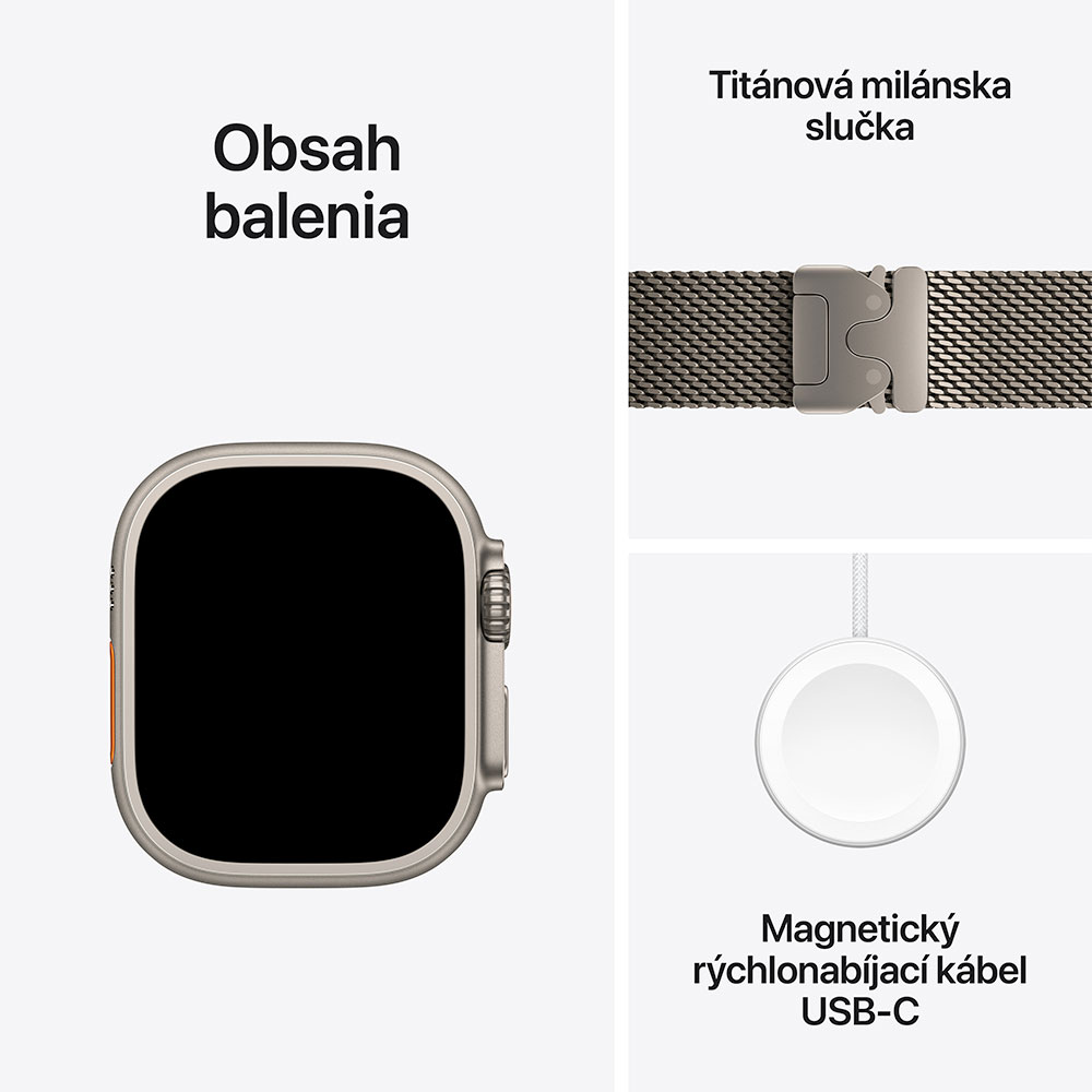 Apple Watch Ultra 2 GPS + Cellular 49mm Prírodný titán s prírodným titánovým milánskym ťahom - L