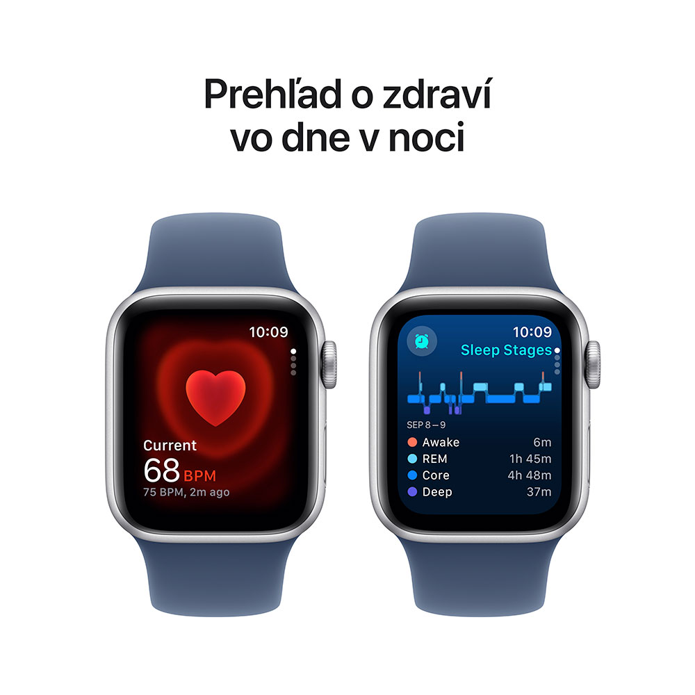 Apple Watch SE GPS 40mm Silver Aluminium Case with Denim Sport Band - S/M