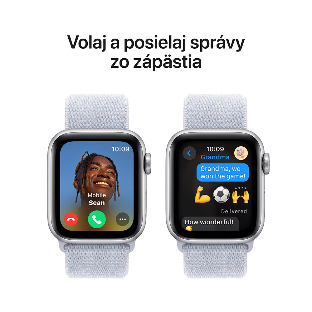 Apple Watch SE GPS 40mm Strieborný hliník s oblačno modrým športovým remienkom