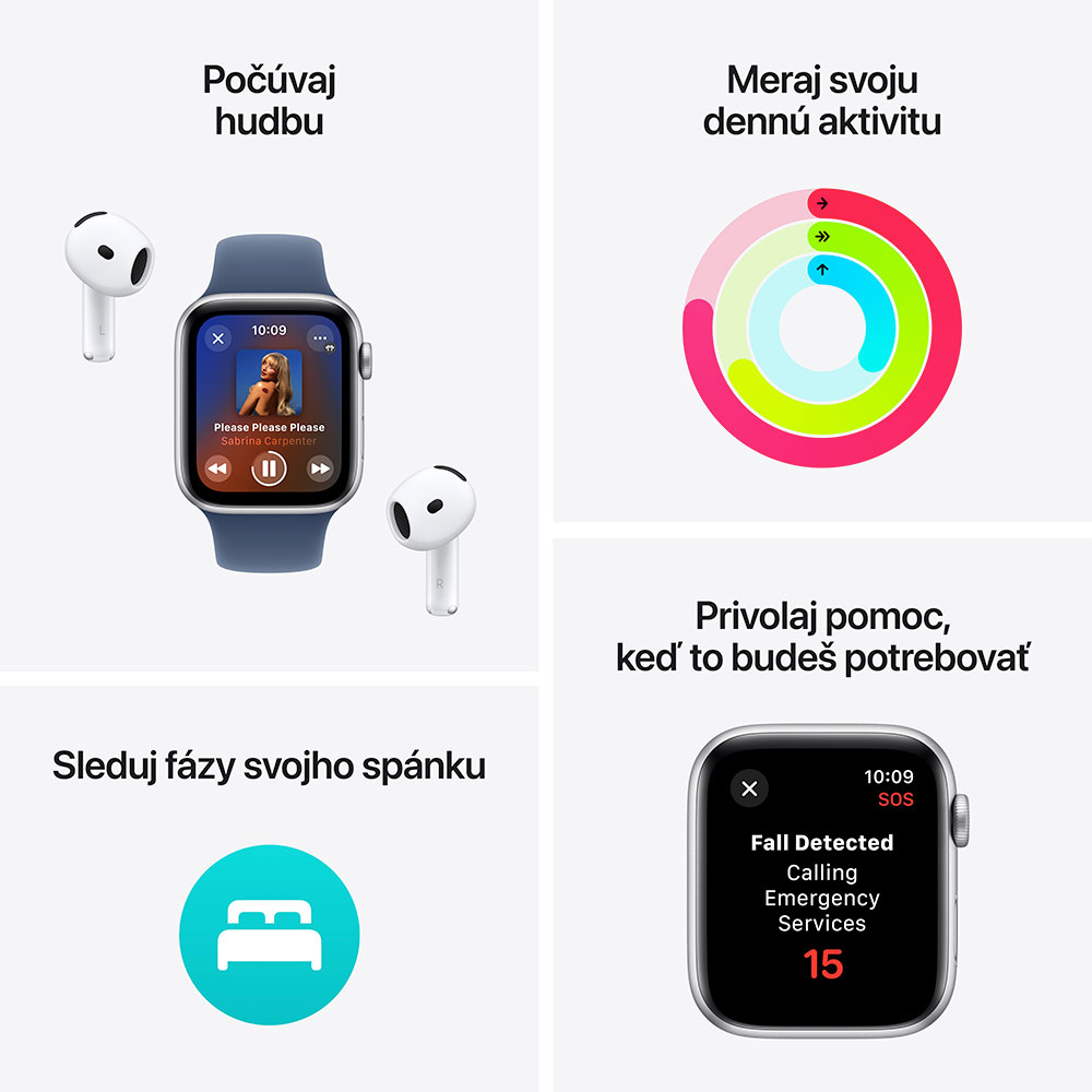 Apple Watch SE GPS 40mm Hviezdny biely hliník s jazerno zeleným športovým remienkom