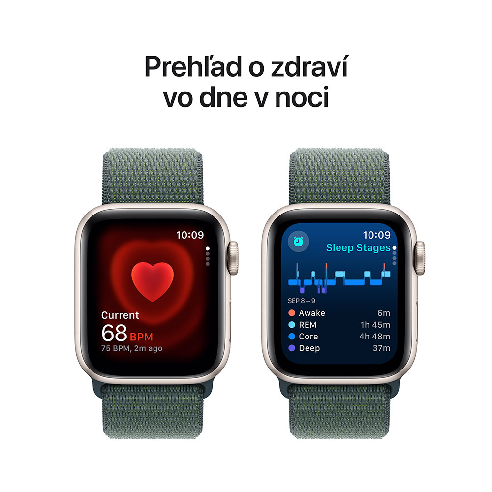 Apple Watch SE GPS 40mm Hviezdny biely hliník s jazerno zeleným športovým remienkom
