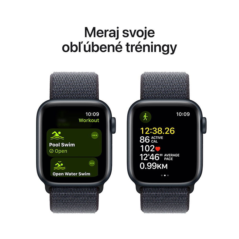 Apple Watch SE GPS 44mm Polnočný hliník s atramentovým športovým remienkom