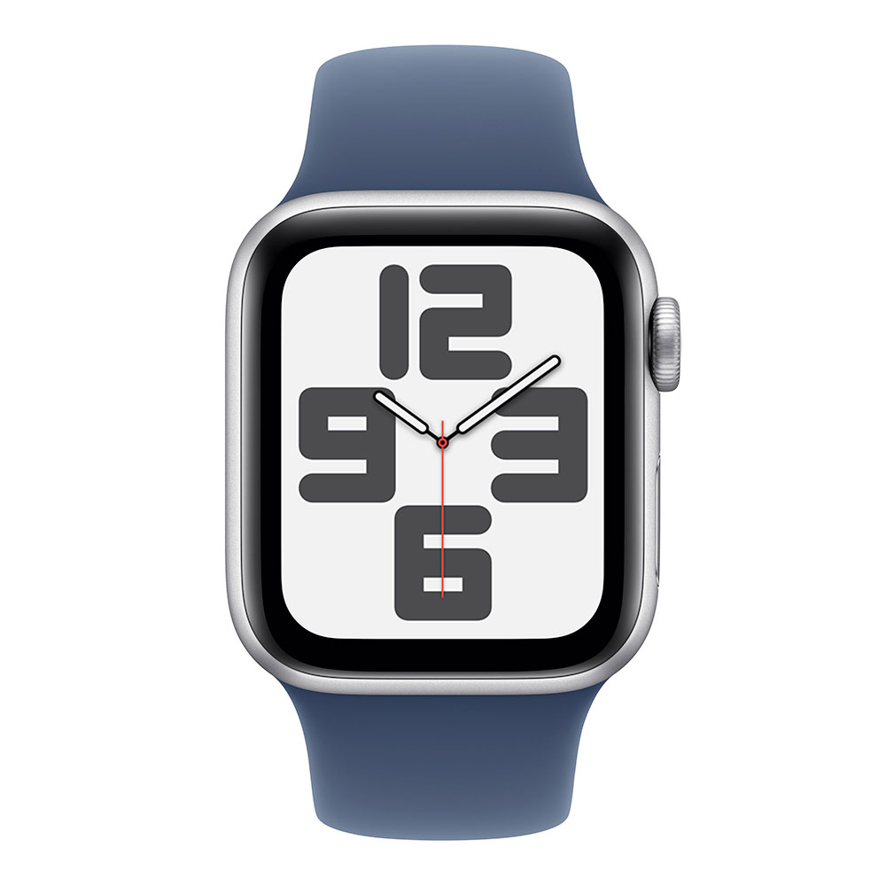 Apple Watch SE GPS 44mm Silver Aluminium Case with Denim Sport Band - S/M