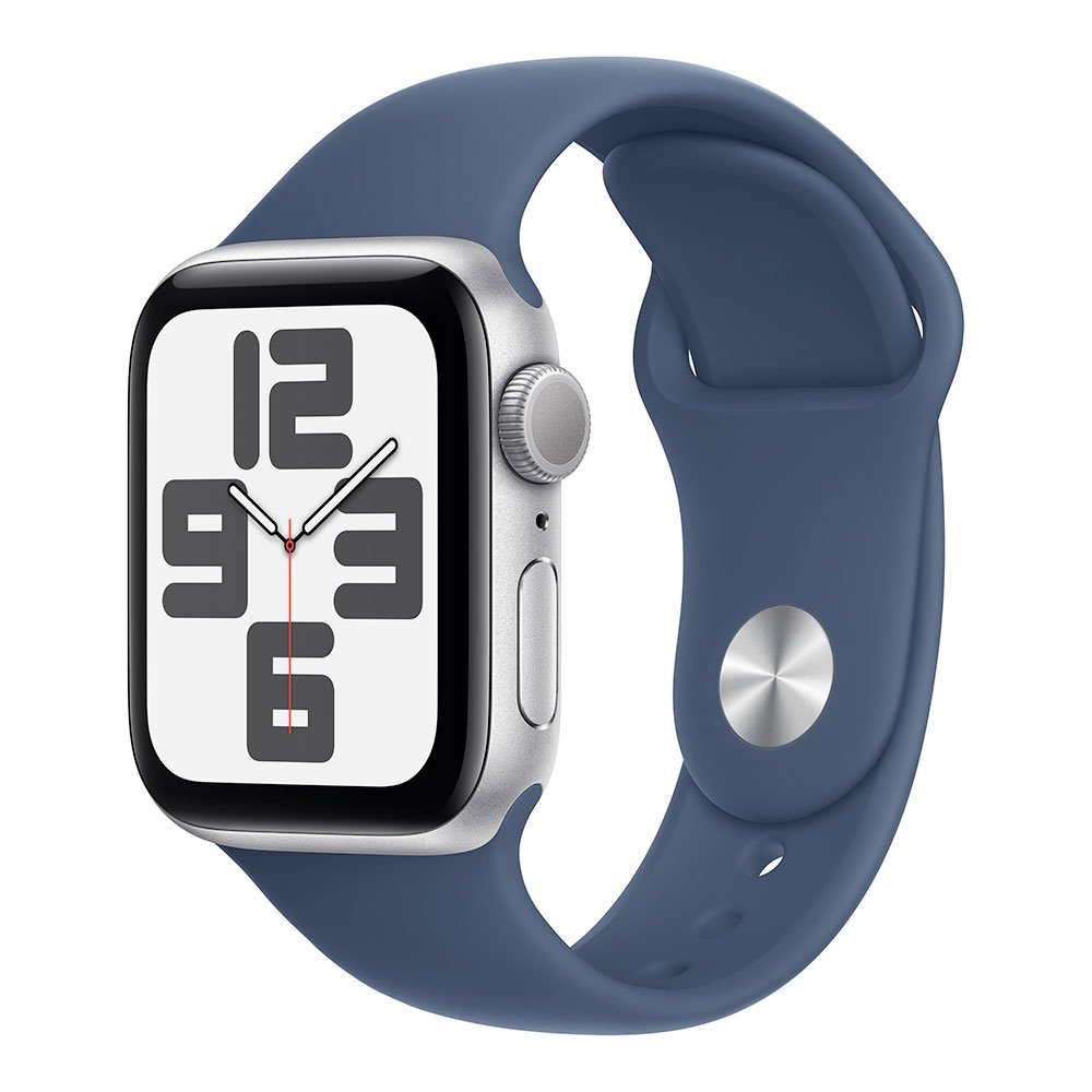 Apple Watch SE GPS 44mm Strieborný hliník s denimovým športovým remienkom  - M/L