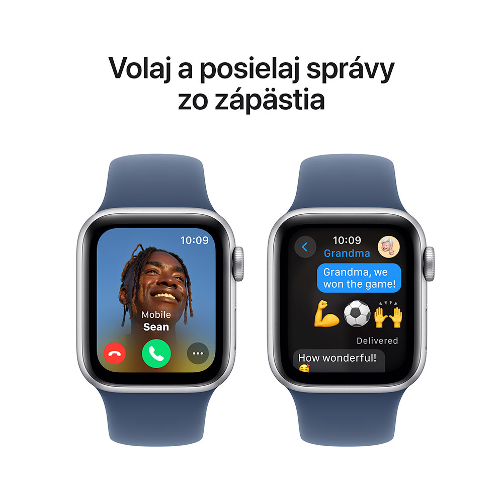 Apple Watch SE GPS 44mm Strieborný hliník s denimovým športovým remienkom  - M/L