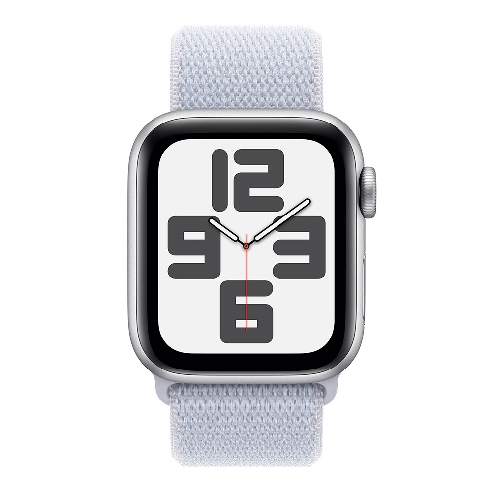 Apple Watch SE GPS 44mm Silver Aluminium Case with Blue Cloud Sport Loop