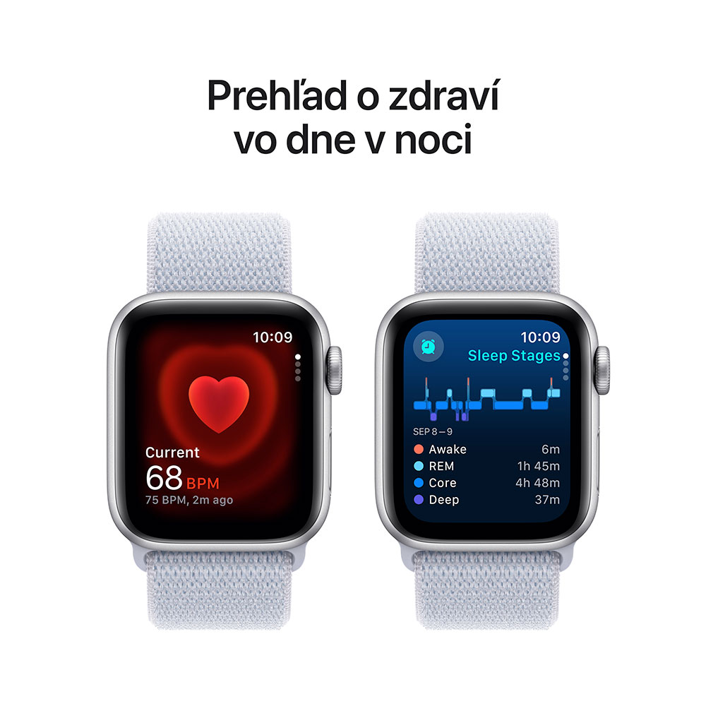 Apple Watch SE GPS 44mm Silver Aluminium Case with Blue Cloud Sport Loop