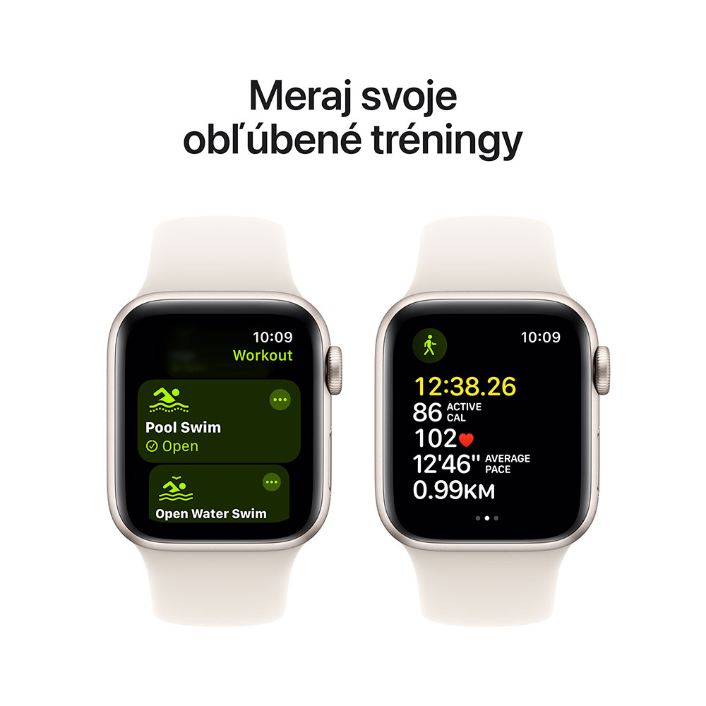 Apple Watch SE GPS 44mm Hviezdny biely hliník s hviezdnym bielym športovým remienkom - S/M