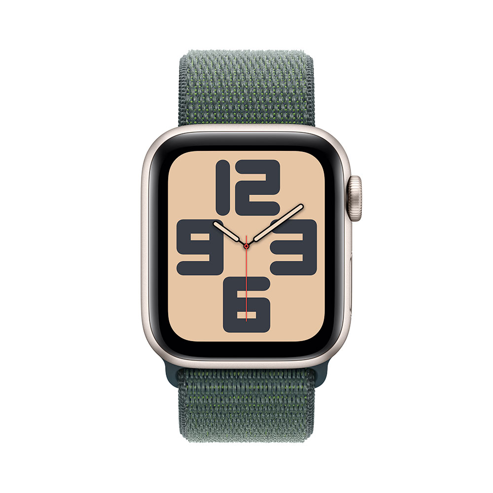 Apple Watch SE GPS + Cellular 40mm Starlight Aluminium Case with Lake Green Sport Loop