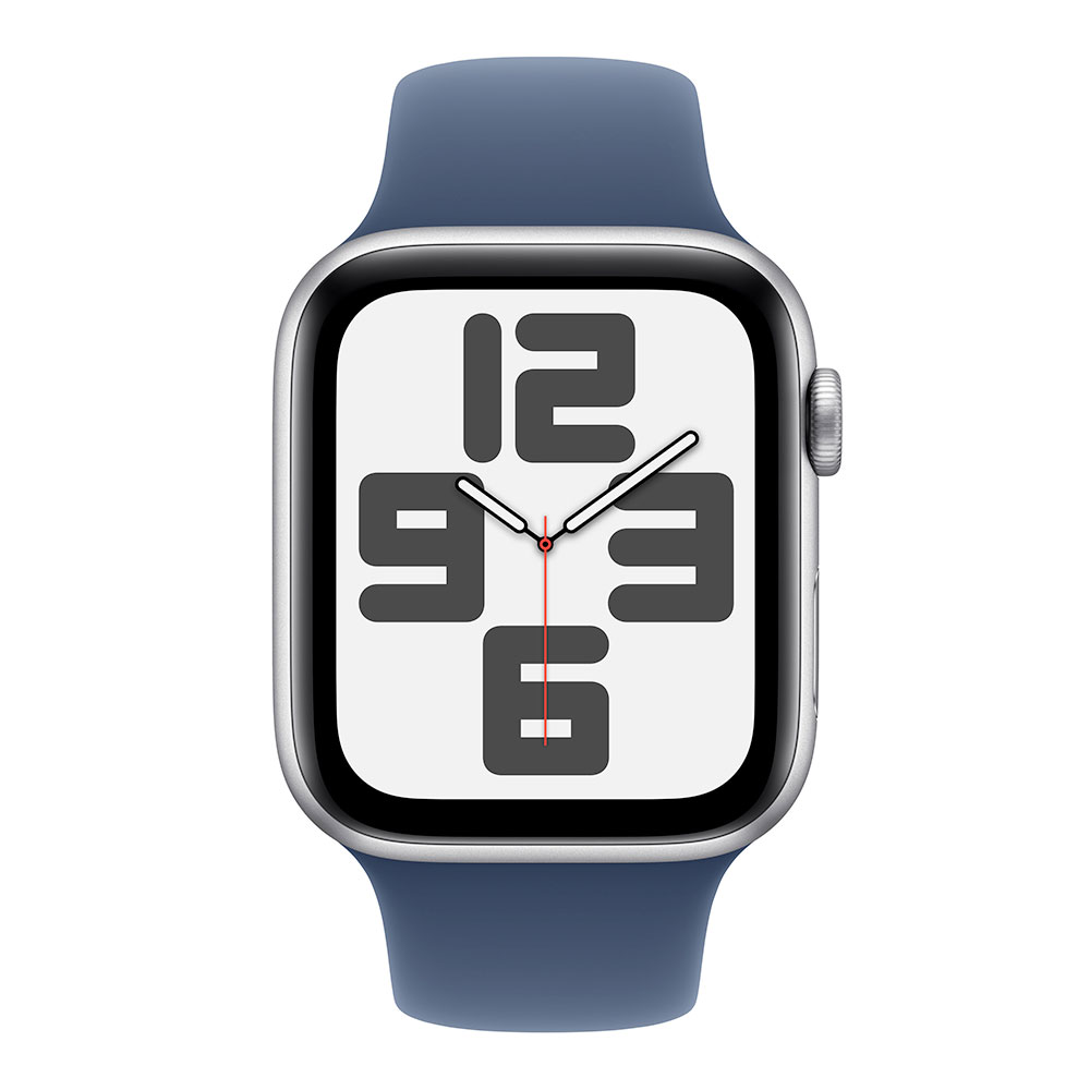 Apple Watch SE GPS + Cellular 44mm Silver Aluminium Case with Denim Sport Band - M/L