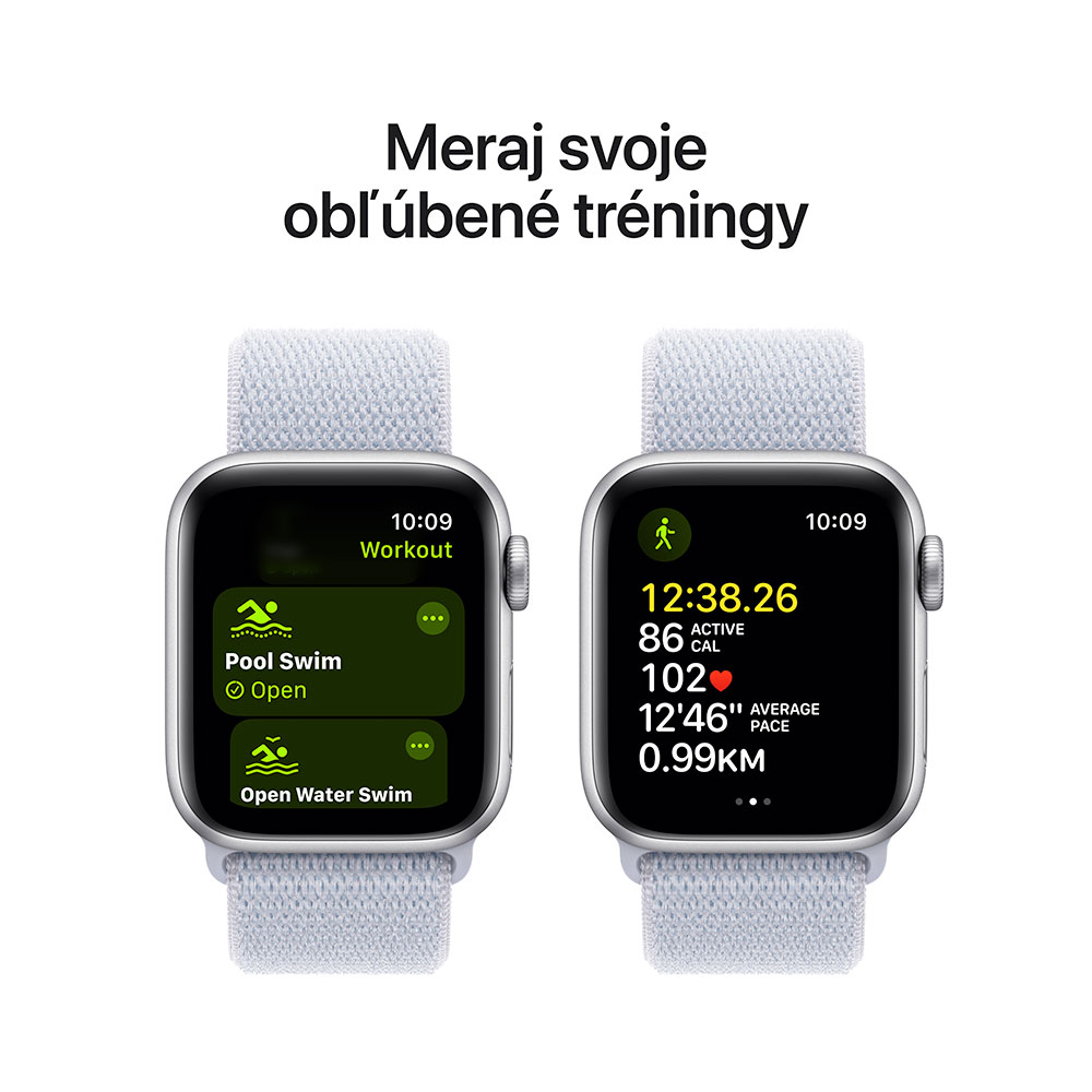 Apple Watch SE GPS + Cellular 44mm Silver Aluminium Case with Blue Cloud Sport Loop